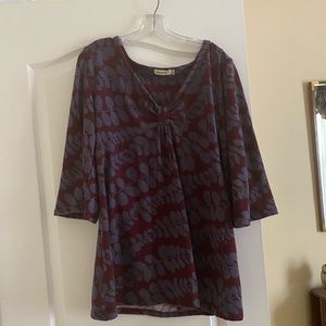 One World purple and red bell sleeve sweater